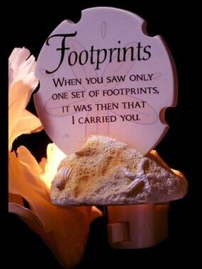 "Footprints in the Sand" Poem Nightlight (bulb included) 5 1/2" tall 73857